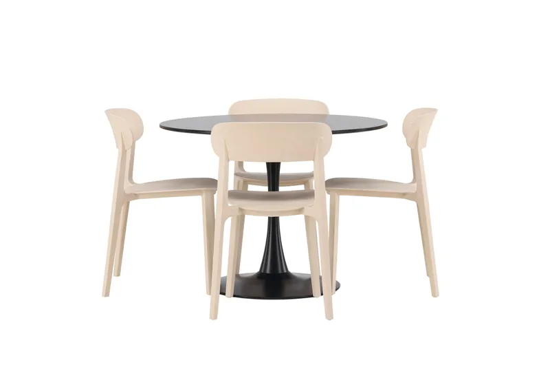 Glade Spisegruppe 100 cm Rund med 4 Åstol Stoler, Beige