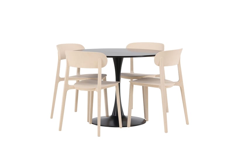 Glade Spisegruppe 100 cm Rund med 4 Åstol Stoler - Beige - Møbler - Bord - Spisegrupper
