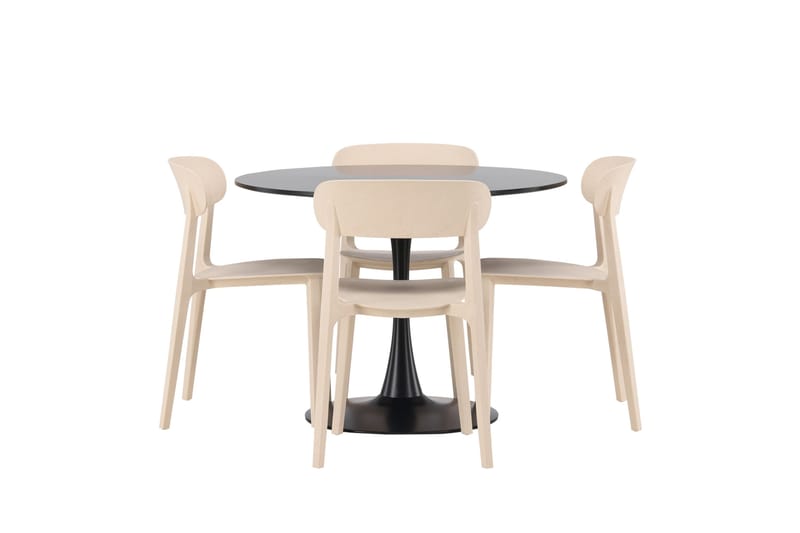 Glade Spisegruppe 100 cm Rund med 4 Åstol Stoler - Beige - Møbler - Bord - Spisegrupper