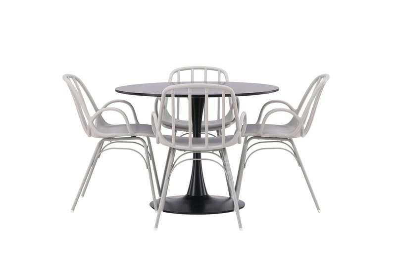 Glade Spisegruppe 100 cm Rund med 4 Dyrön Stoler, Sort