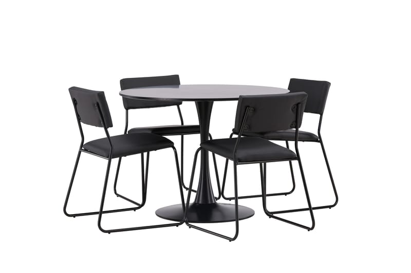 Glade Spisegruppe 100 cm Rund med 4 Kenth Stoler - Sort - Møbler - Bord - Spisegrupper