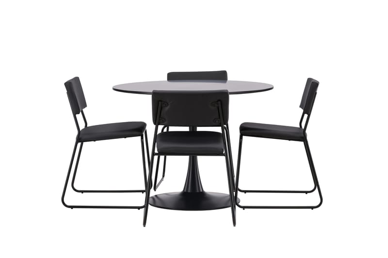 Glade Spisegruppe 100 cm Rund med 4 Kenth Stoler, Sort