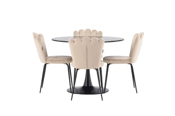 Glade Spisegruppe 100 cm Rund med 4 Limhamn Stoler - Beige - Møbler - Bord - Spisegrupper