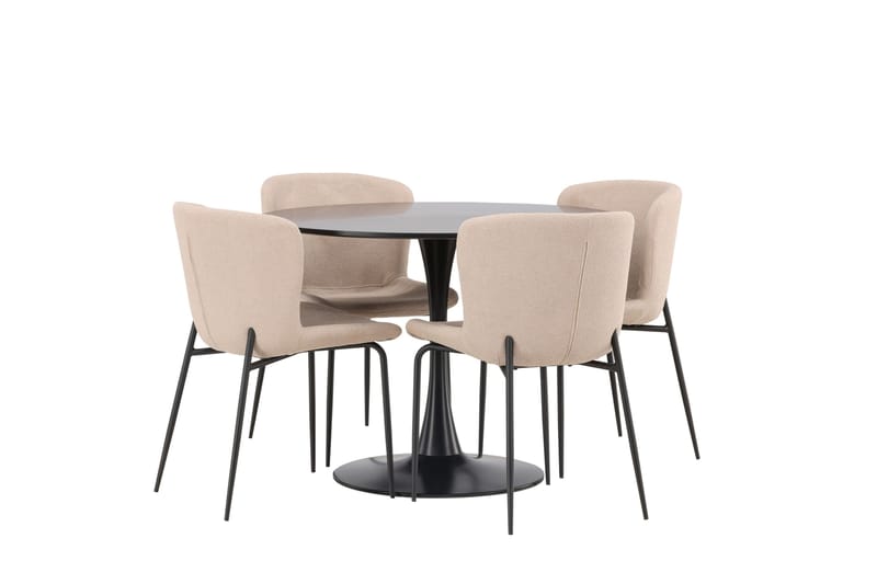Glade Spisegruppe 100 cm Rund med 4 Modesto Stoler - Beige - Møbler - Bord - Spisegrupper