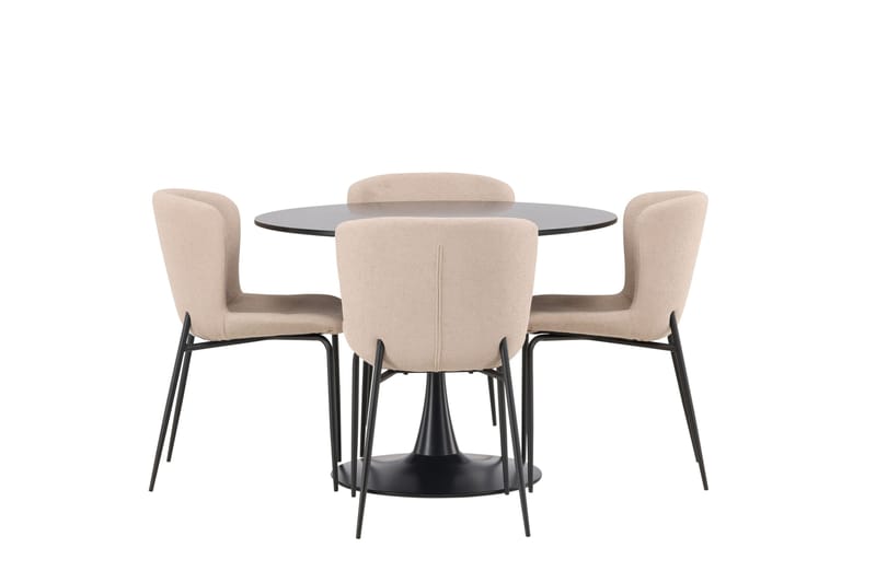 Glade Spisegruppe 100 cm Rund med 4 Modesto Stoler, Beige