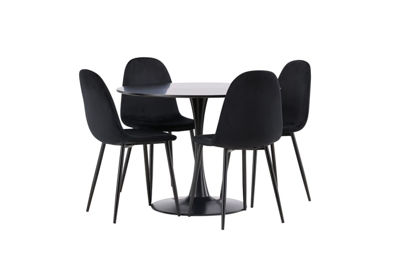 Glade Spisegruppe 100 cm Rund med 4 Polar Stoler - Sort - Møbler - Bord - Spisegrupper