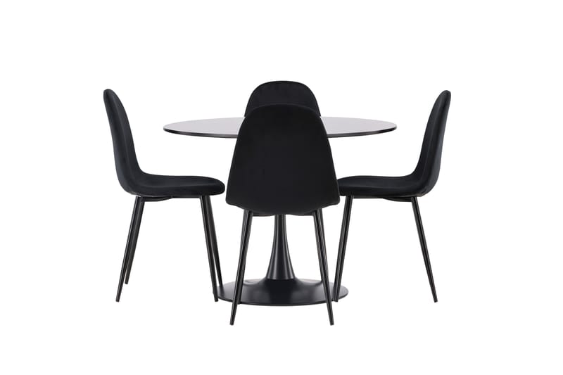 Glade Spisegruppe 100 cm Rund med 4 Polar Stoler, Sort
