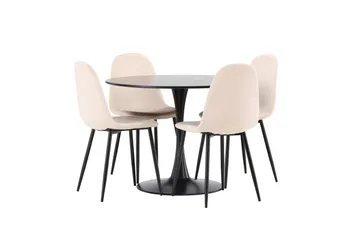 Glade Spisegruppe 100 cm Rund med 4 Polar Stoler - Beige - Møbler - Bord - Spisegrupper