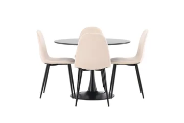 Glade Spisegruppe 100 cm Rund med 4 Polar Stoler - Beige - Møbler - Bord - Spisegrupper
