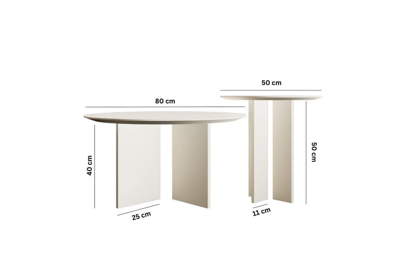 Glenure Sofabord 80 cm - Cremehvit - Møbler - Bord - Sofabord