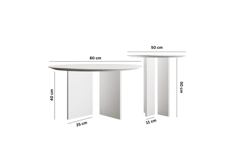 Glenure Sofabord 80 cm - Hvit - Møbler - Bord - Sofabord