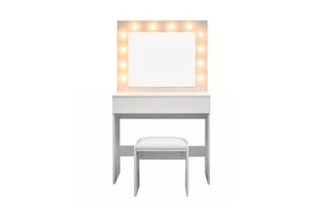 Glow Lite Sminkebord 80 cm med speil skuffer og krakk - LED Belysning - Hvit - Møbler - Bord - Sminkebord & toalettbord