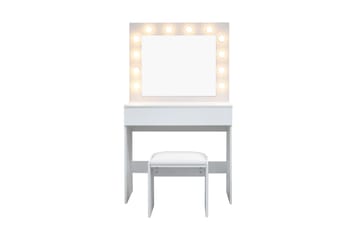Glow Lite Sminkebord 80 cm med speil skuffer og krakk - LED Belysning - Hvit - Møbler - Bord - Sminkebord & toalettbord