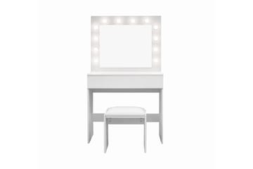 Glow Lite Sminkebord 80 cm med speil skuffer og krakk - LED Belysning - Hvit - Møbler - Bord - Sminkebord & toalettbord