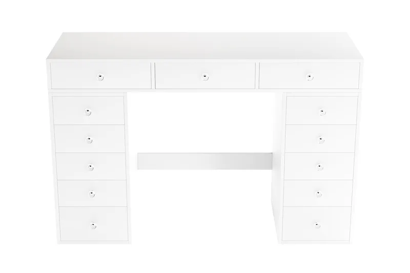 Glow Stort sminkebord – Oppbevaring med skuffer 120 cm, Hvit