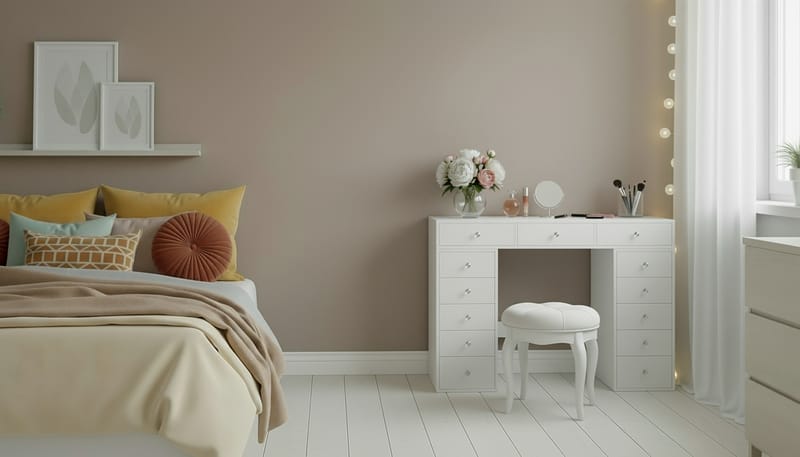 Glow Stort sminkebord – Oppbevaring med skuffer 120 cm - Hvit - Møbler - Bord - Sminkebord & toalettbord