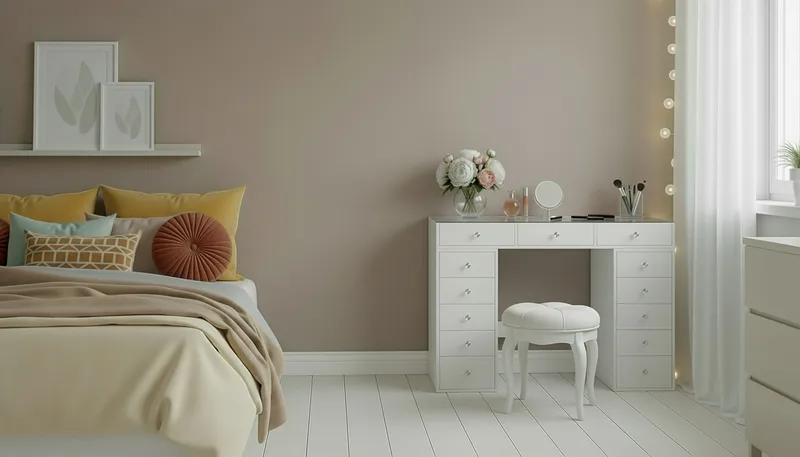 Glow Stort sminkebord med glassplate Oppbevaring med skuffer og rom 120 cm - Hvit - Møbler - Bord - Sminkebord & toalettbord