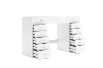 Glow stort sminkebord uten speil – oppbevaring med skuffer 120 cm - Hvit - Møbler - Bord - Sminkebord & toalettbord