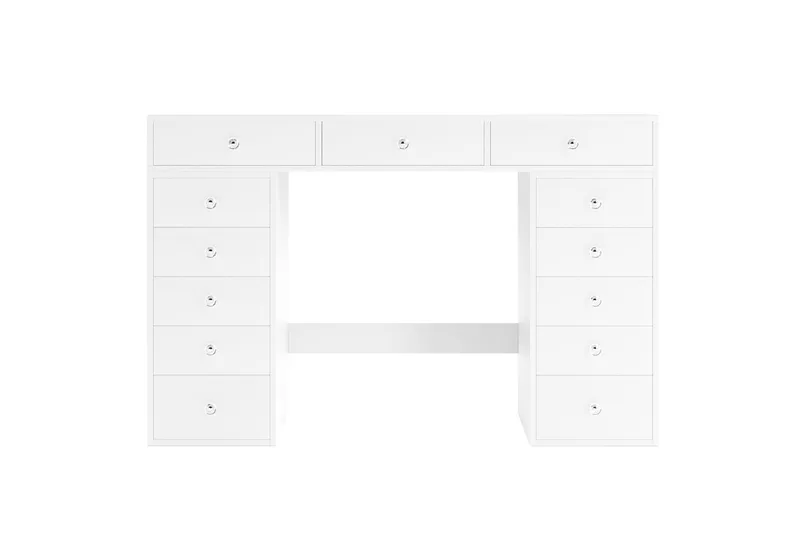 Glow stort sminkebord uten speil – oppbevaring med skuffer 120 cm - Hvit - Møbler - Bord - Sminkebord & toalettbord