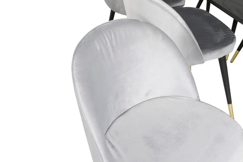 Gold Spisegruppe Forlengningsbar 180-220 cm Rektangulær med 6 Velvet Stoler - Sort/Guld - Møbler - Bord - Spisegrupper