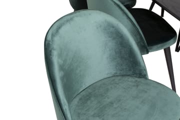 Gold spisegruppe uttrekkbar 180-220 cm rektangulær med 6 Velvet stoler - Møbler - Bord - Spisegrupper
