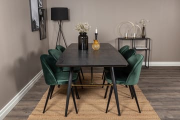 Gold spisegruppe uttrekkbar 180-220 cm rektangulær med 6 Velvet stoler - Møbler - Bord - Spisegrupper