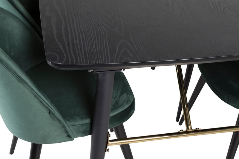 Gold spisegruppe uttrekkbar 180-220 cm rektangulær med 6 Velvet stoler - Møbler - Bord - Spisegrupper