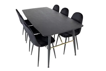 Gold uttrekkbart spisebord 180 cm med 6 Polar kjøkkenstoler - Møbler - Bord - Spisegrupper