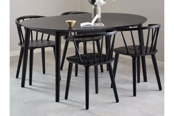 Grasonville Forlengbar Spisegruppe 115-154 cm + 4 stk. Spisestoler - Svart - Møbler - Bord - Spisegrupper