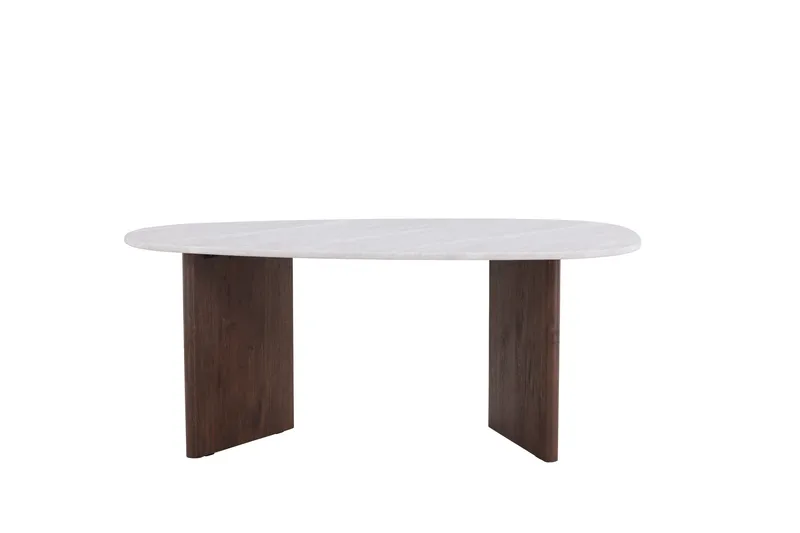 Grönvik Asymmetrisk Spisebord 180 cm med Valnøtt- og Betonglook, Beige