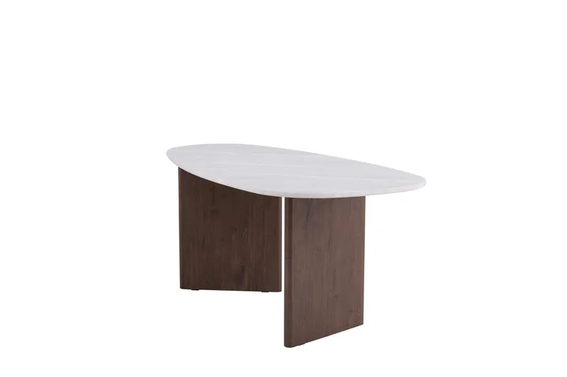 Grönvik Asymmetrisk Spisebord 180 cm med Valnøtt- og Betonglook - Beige - Møbler - Bord - Spisebord & kjøkkenbord
