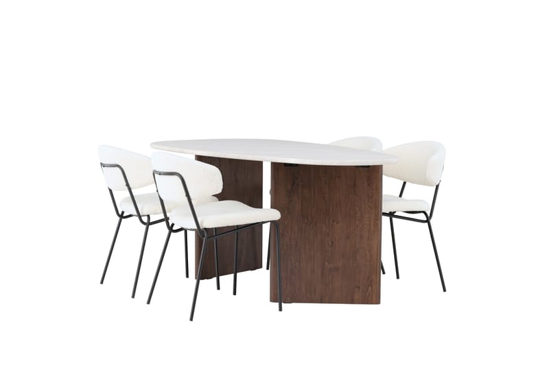 Grönvik Matgruppe 180 cm Oval med 4 Chico Stoler - Mocca - Møbler - Bord - Spisegrupper