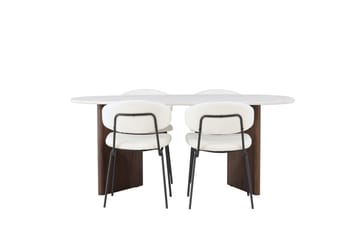 Grönvik Matgruppe 180 cm Oval med 4 Chico Stoler - Mocca - Møbler - Bord - Spisegrupper
