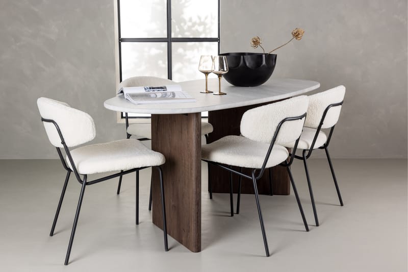 Grönvik Matgruppe 180 cm Oval med 4 Chico Stoler - Mocca - Møbler - Bord - Spisegrupper