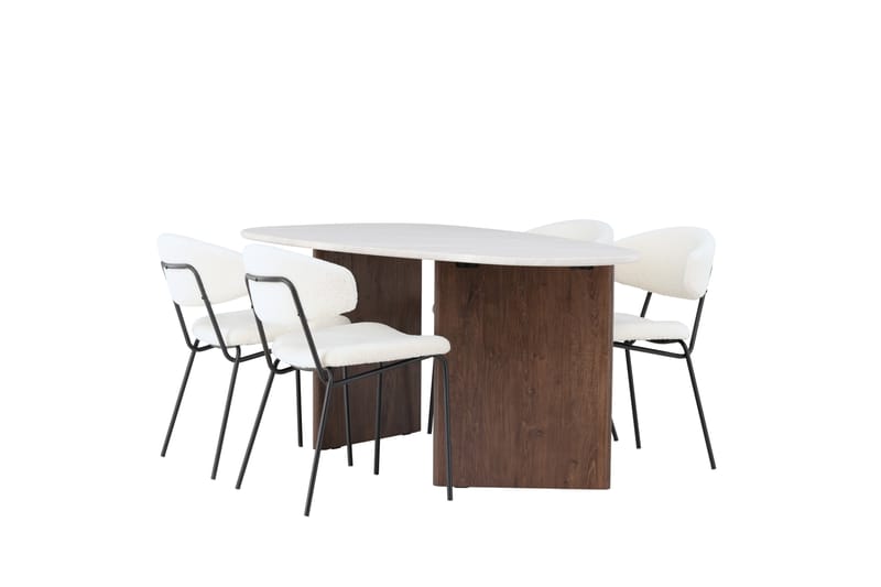Grönvik Matgruppe 180 cm Oval med 4 Chico Stoler - Mocca - Møbler - Bord - Spisegrupper