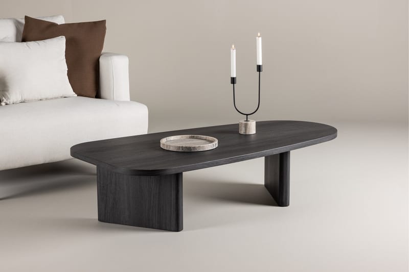 Grönvik Ovalt Sofabord 130x65 cm i Malt Tre - Sort - Møbler - Bord - Sofabord