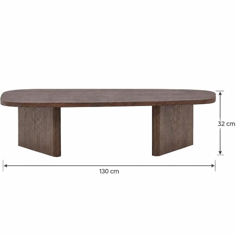 Grönvik Ovalt Sofabord 130x65 cm med Tre- og Valnøttutseende - Brun - Møbler - Bord - Sofabord