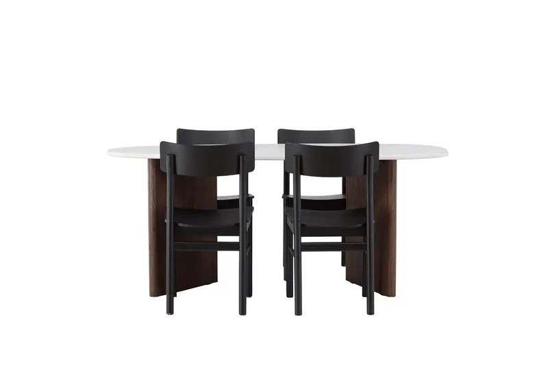 Grönvik Spisegruppe 180 cm Oval med 4 Montros Stoler, Mocca