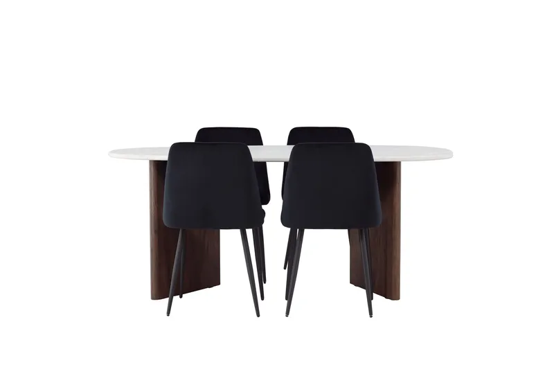 Grönvik Spisegruppe 180 cm Oval med 4 Night Stoler, Mocca