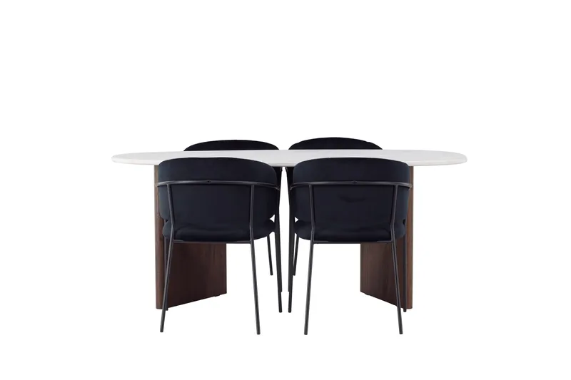 Grönvik Spisegruppe 180 cm Oval med 4 Selma Stoler, Mocca