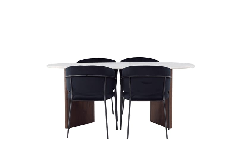Grönvik Spisegruppe 180 cm Oval med 4 Selma Stoler, Mocca