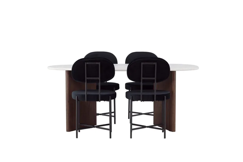Grönvik Spisegruppe 180 cm Oval med 4 Stella Stoler, Mocca