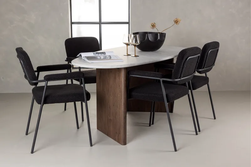 Grönvik Spisegruppe 180 cm Oval med 4 Yesterday Stoler - Mocca - Møbler - Bord - Spisegrupper