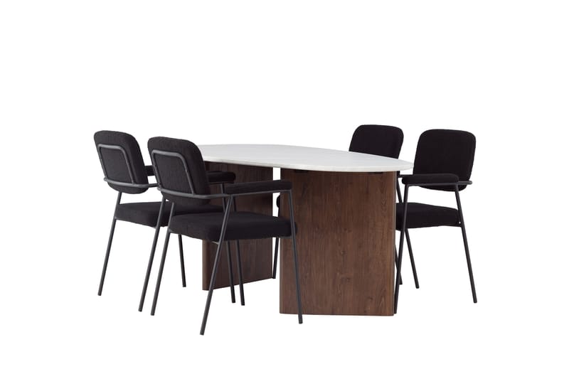 Grönvik Spisegruppe 180 cm Oval med 4 Yesterday Stoler - Mocca - Møbler - Bord - Spisegrupper