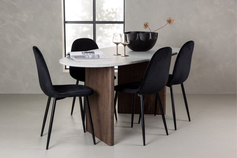 Grönvik Spisegruppe 180 cm Oval med 4 Polar Stoler - Mocca - Møbler - Bord - Spisegrupper