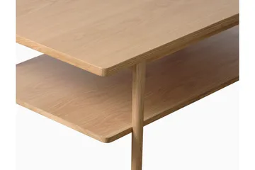 Grumio Rektangulært Sofabord 120 cm med Hylle i Massivt Tre og Trefinér - Beige - Møbler - Bord - Sofabord