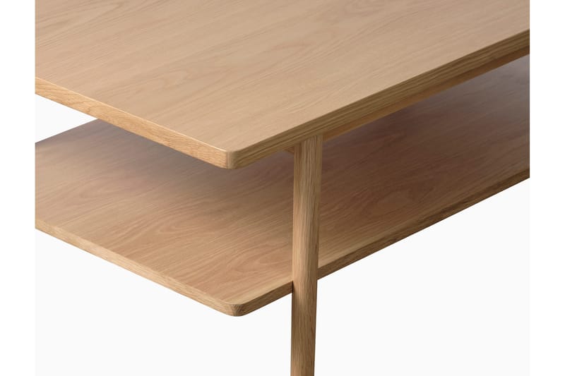 Grumio Rektangulært Sofabord 120 cm med Hylle i Massivt Tre og Trefinér - Beige - Møbler - Bord - Sofabord