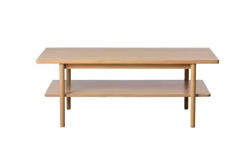 Grumio Rektangulært Sofabord 120 cm med Hylle i Massivt Tre og Trefinér - Beige - Møbler - Bord - Sofabord