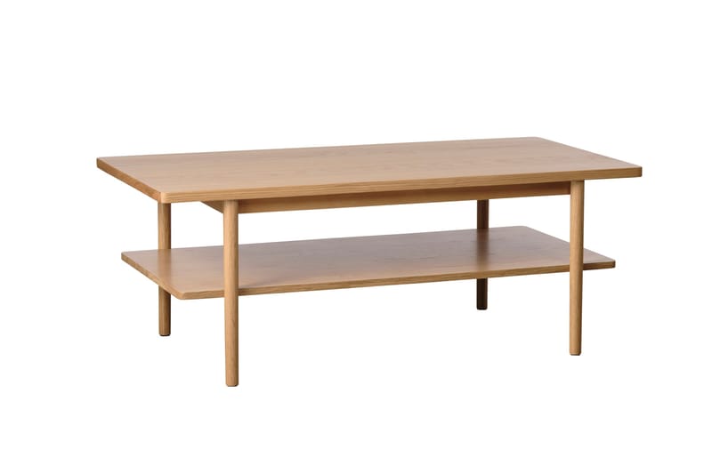 Grumio Rektangulært Sofabord 120 cm med Hylle i Massivt Tre og Trefinér - Beige - Møbler - Bord - Sofabord