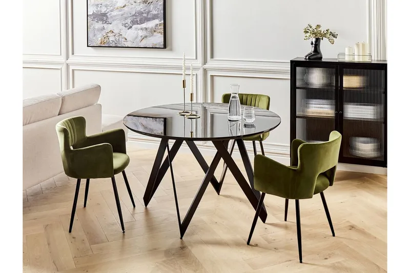 Gunden Rundt Spisebord 120 cm med Metallutseende - Svart - Møbler - Bord - Spisebord & kjøkkenbord